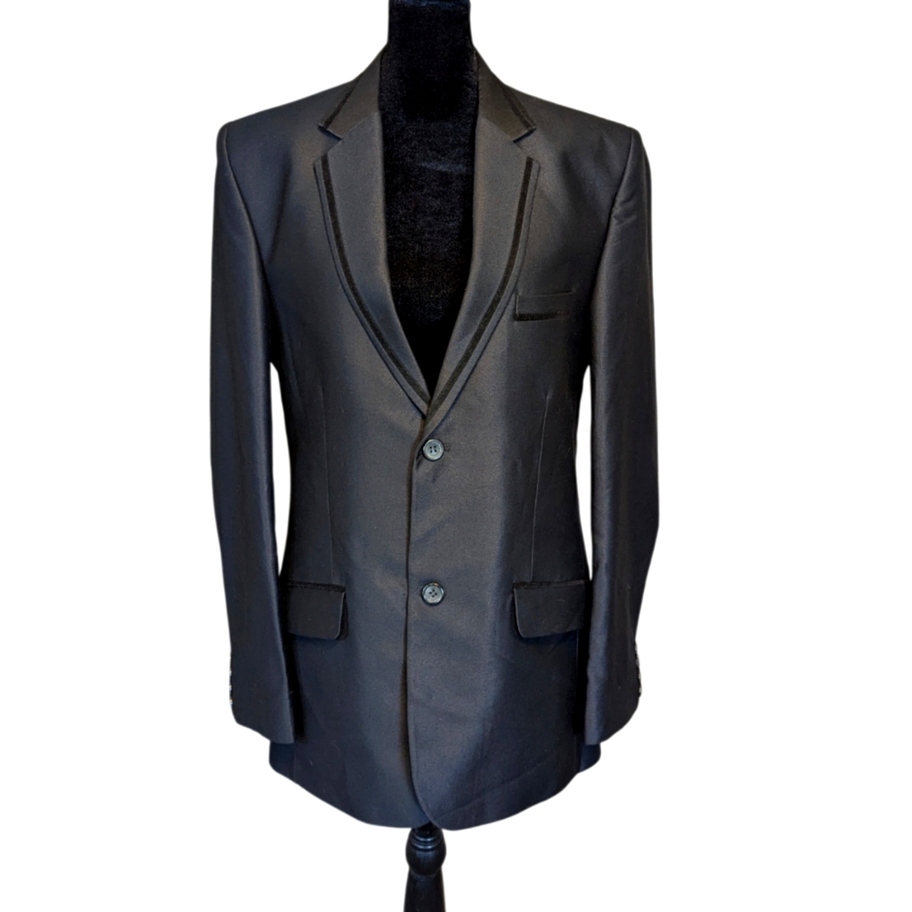 Emporio Armani Black Sheen Men's Blazer Single Breasted Size 36